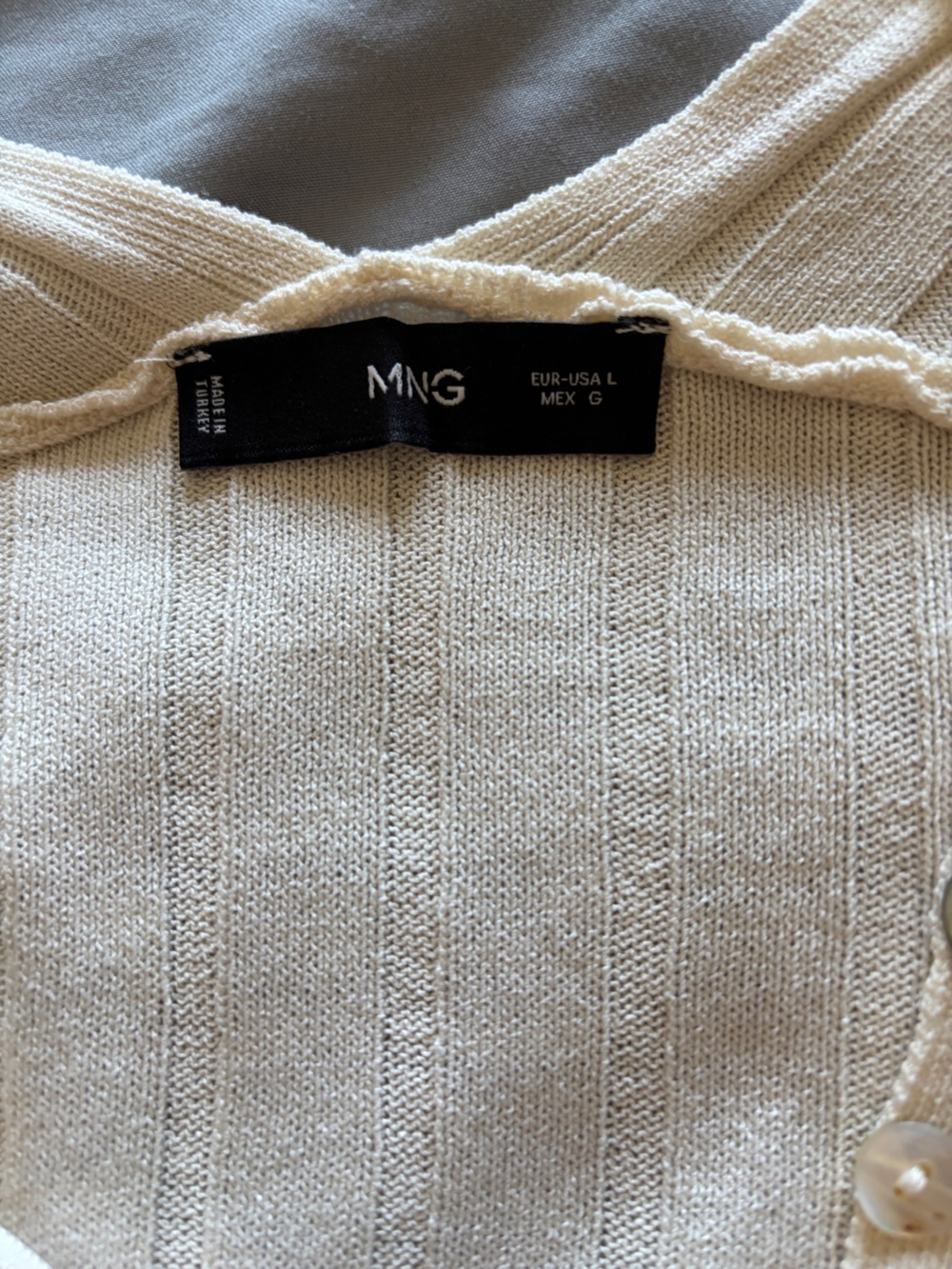 Mango Cream Ribbed Button-Front Cardigan - Picture 7 of 8